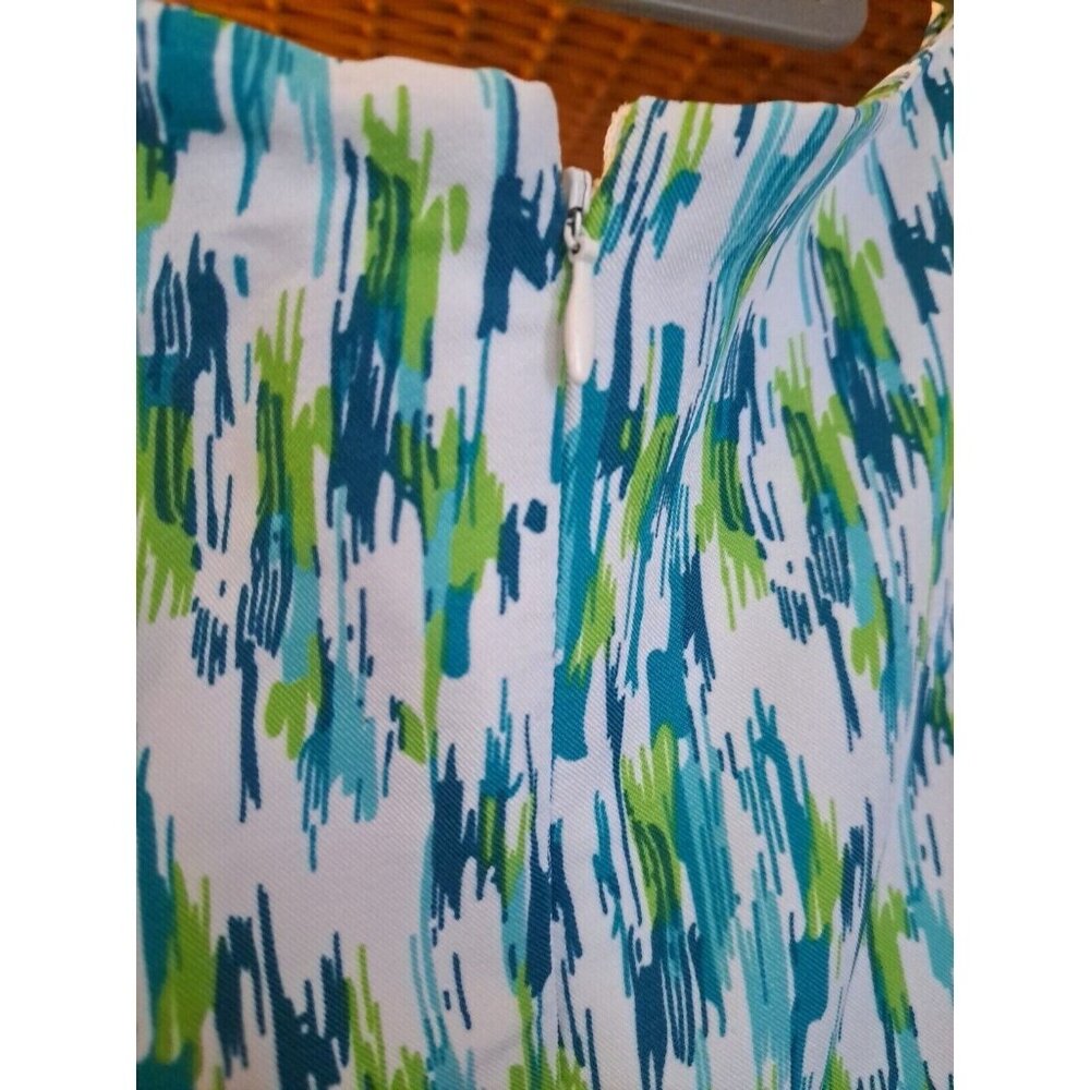 Perceptions NY Sheath Dress Womens Size 16 Blue Green White Classic Sleeveless - Picture 11 of 14
